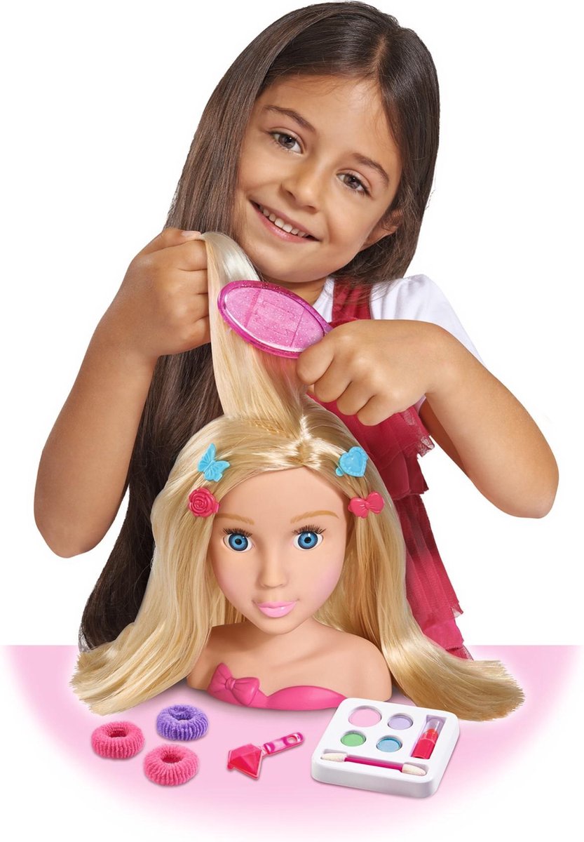 Simba kaphoofd My Girl 18 cm blond haar 11 delig - Roze