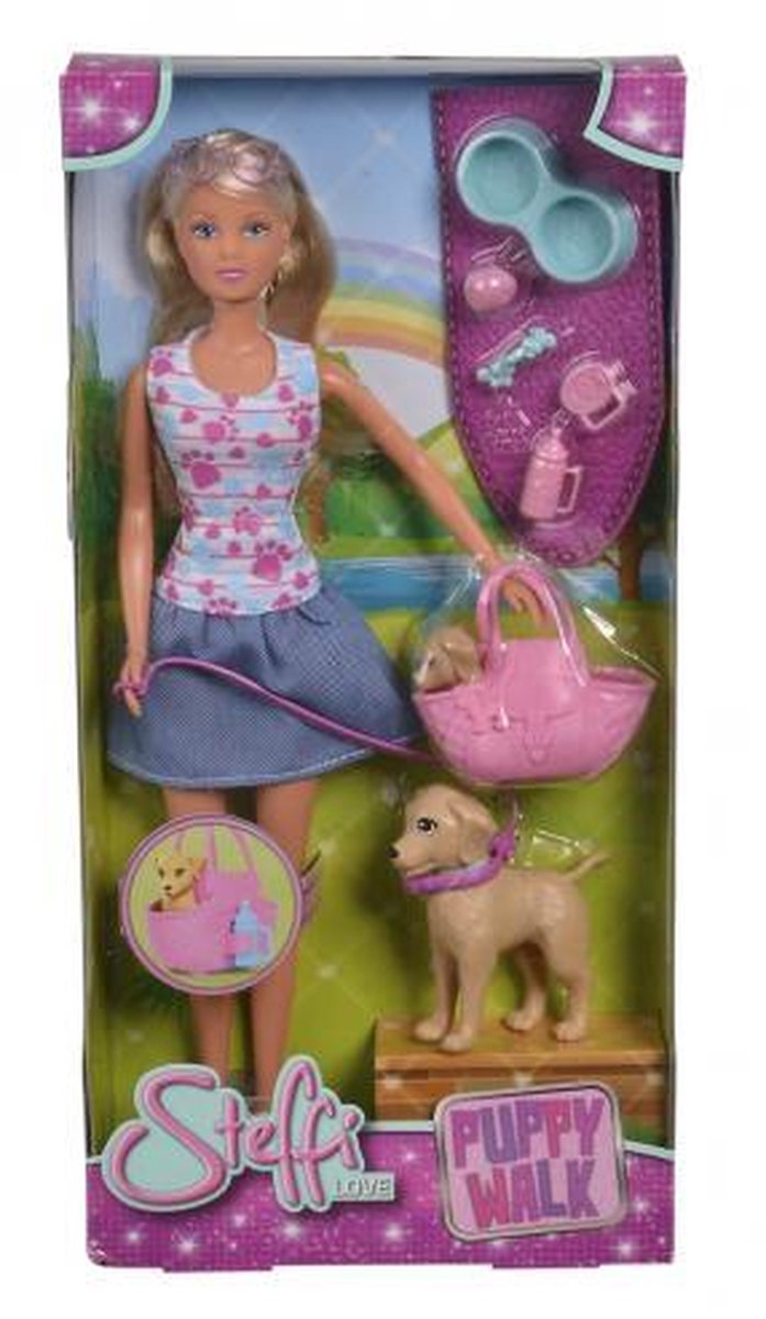 Simba pop Steffi Love Puppy Walk 29 cm 9 delig - Roze