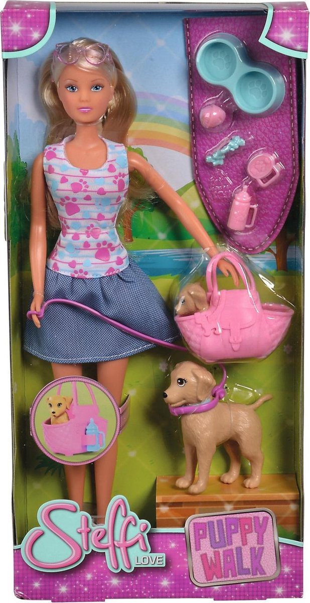 Simba pop Steffi Love Puppy Walk 29 cm 9 delig - Roze