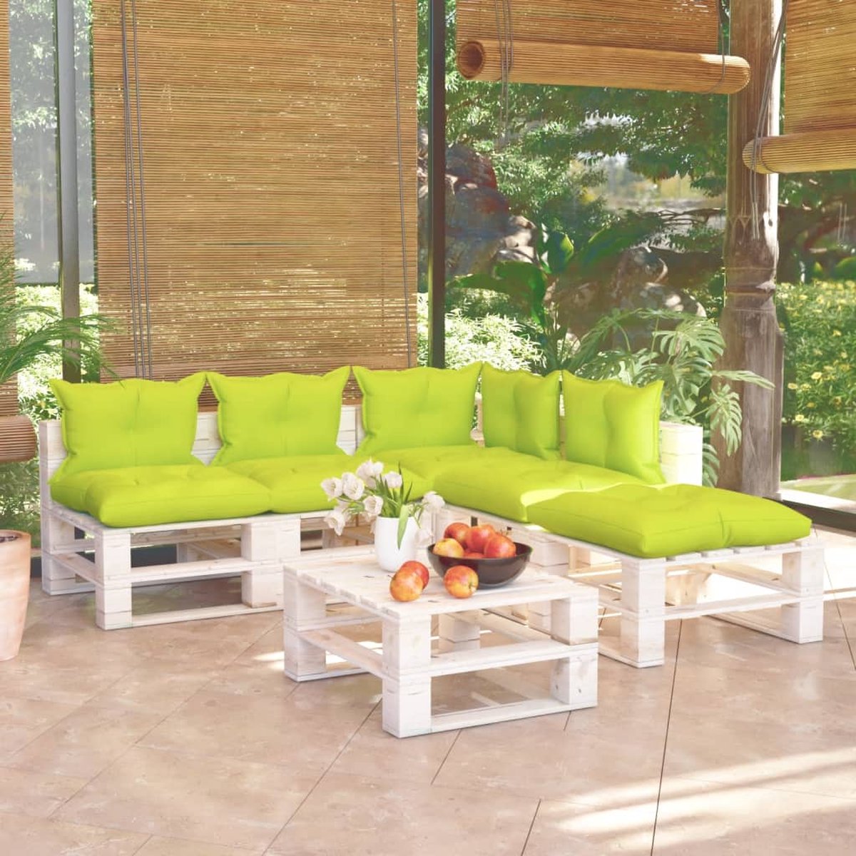 Vidaxl 6-delige Loungeset Met Kussens Pallet Grenenhout - Groen