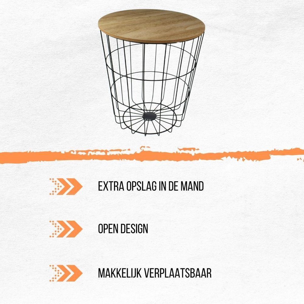 Orange85 Bijzettafel Metaal Draadmand - Zwart