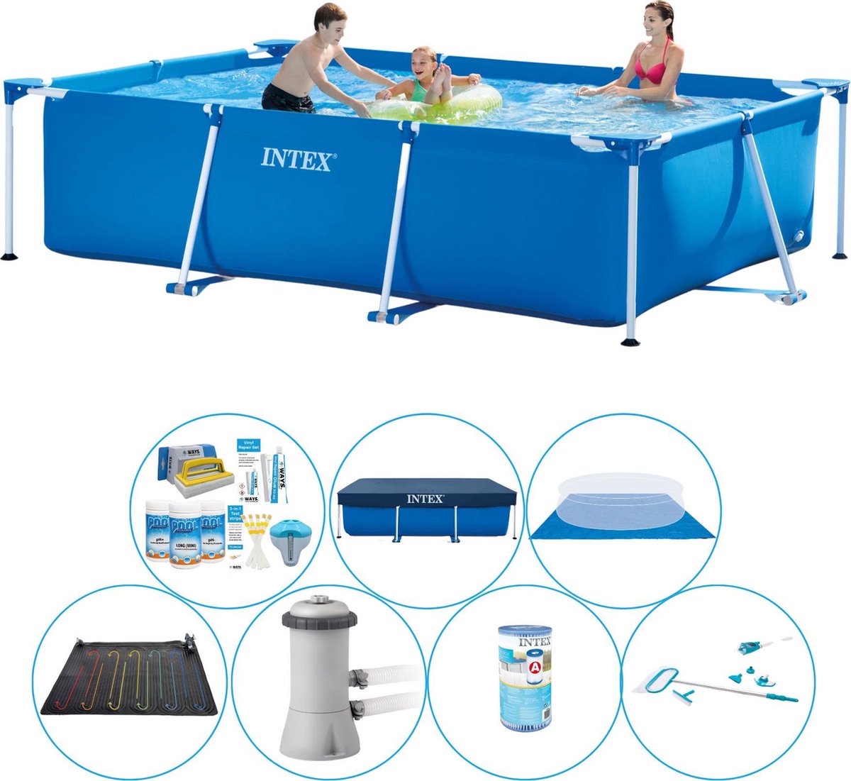 Intex Frame Pool Rechthoekig 300x200x75 Cm - Zwembad Set - Blauw