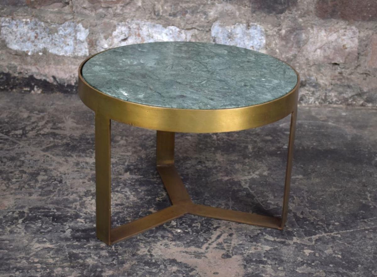 Livingfurn - Bijzettafel - Glennis Marble Green Gold 50 Cm - Groen