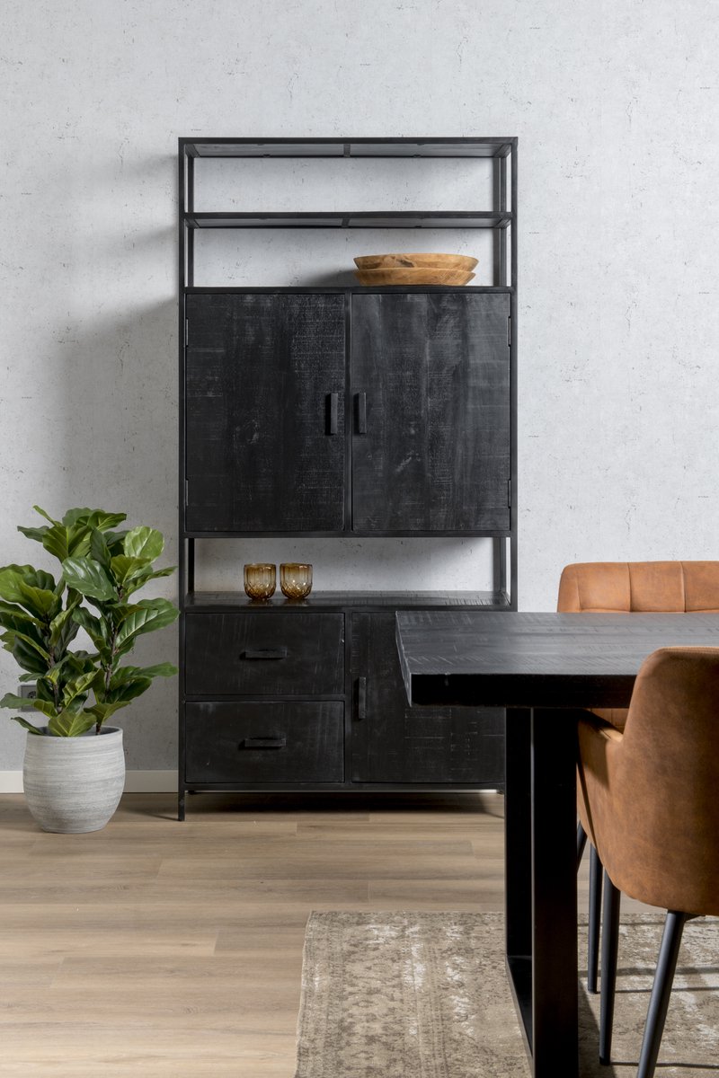 Livingfurn Livingfurn - Kabinetkast - Kala Open 100cm - Zwart