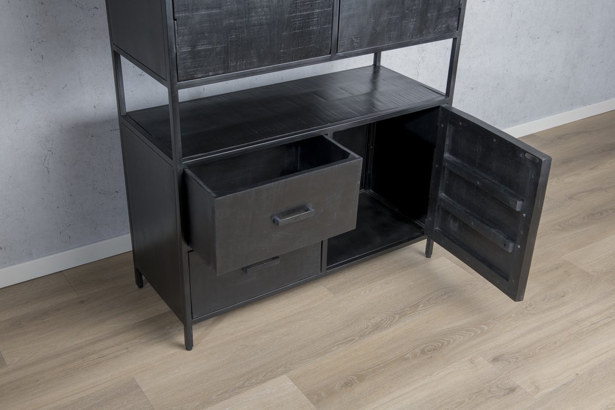 Livingfurn Livingfurn - Kabinetkast - Kala Open 100cm - Zwart