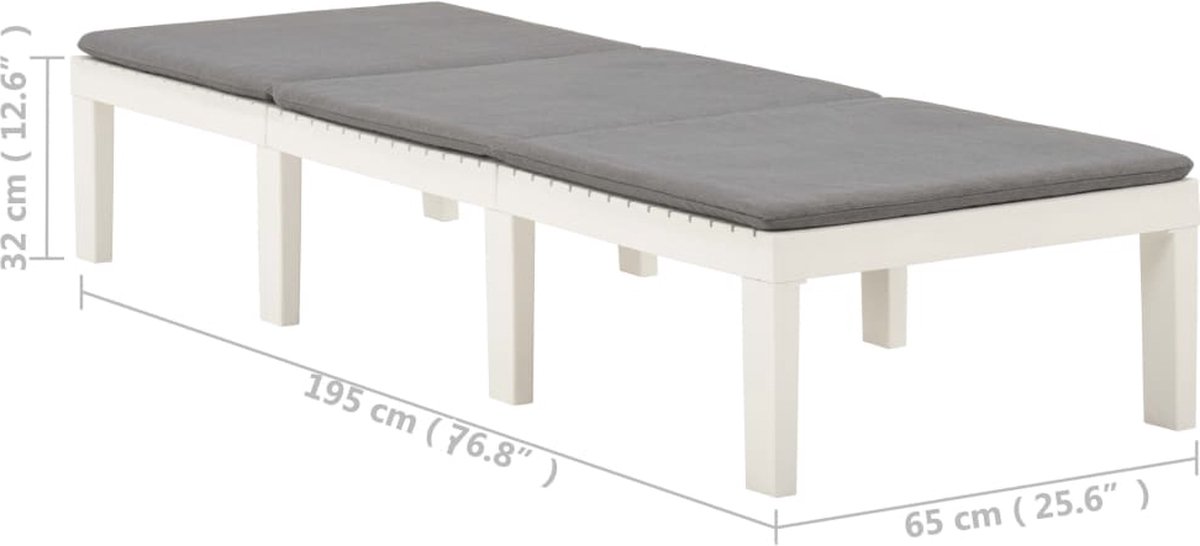 Vidaxl Ligbed Met Kussen Kunststof - Wit