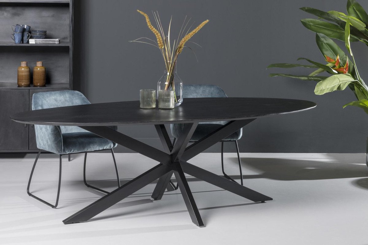 Livingfurn - Eettafel - Oslo Acasia Black Oval 240 Cm - Zwart