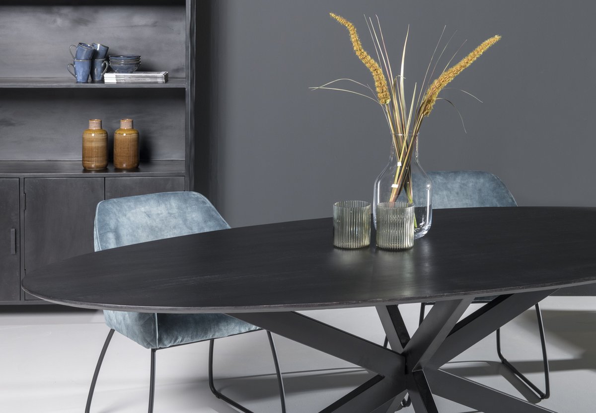 Livingfurn - Eettafel - Oslo Acasia Black Oval 240 Cm - Zwart