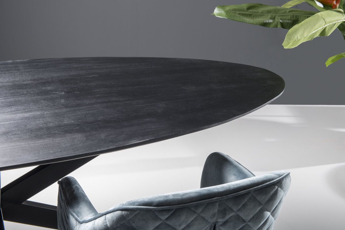 Livingfurn - Eettafel - Oslo Acasia Black Oval 240 Cm - Zwart