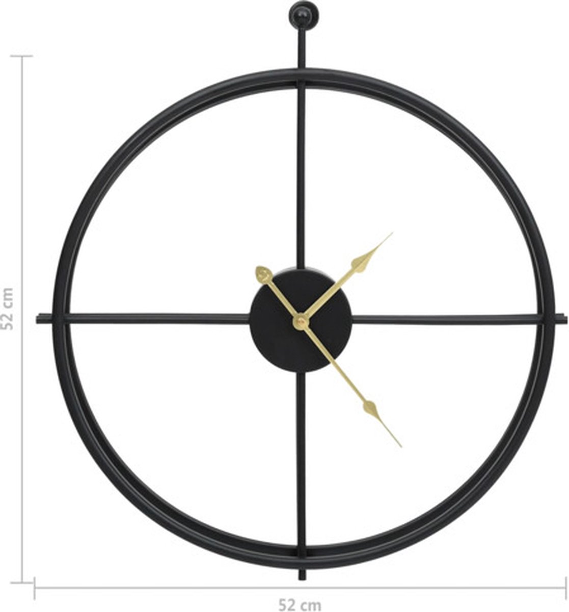 Vidaxl Wandklok 52 Cm Ijzer - Zwart