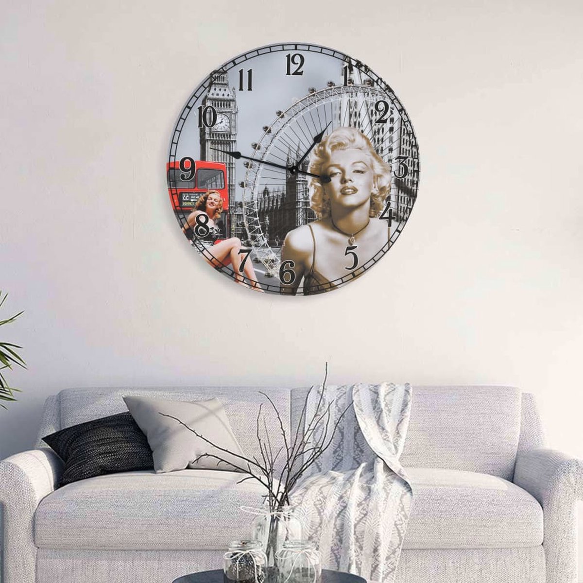 Vidaxl Wandklok Vintage Stijl 60 Cm Marilyn Monroe