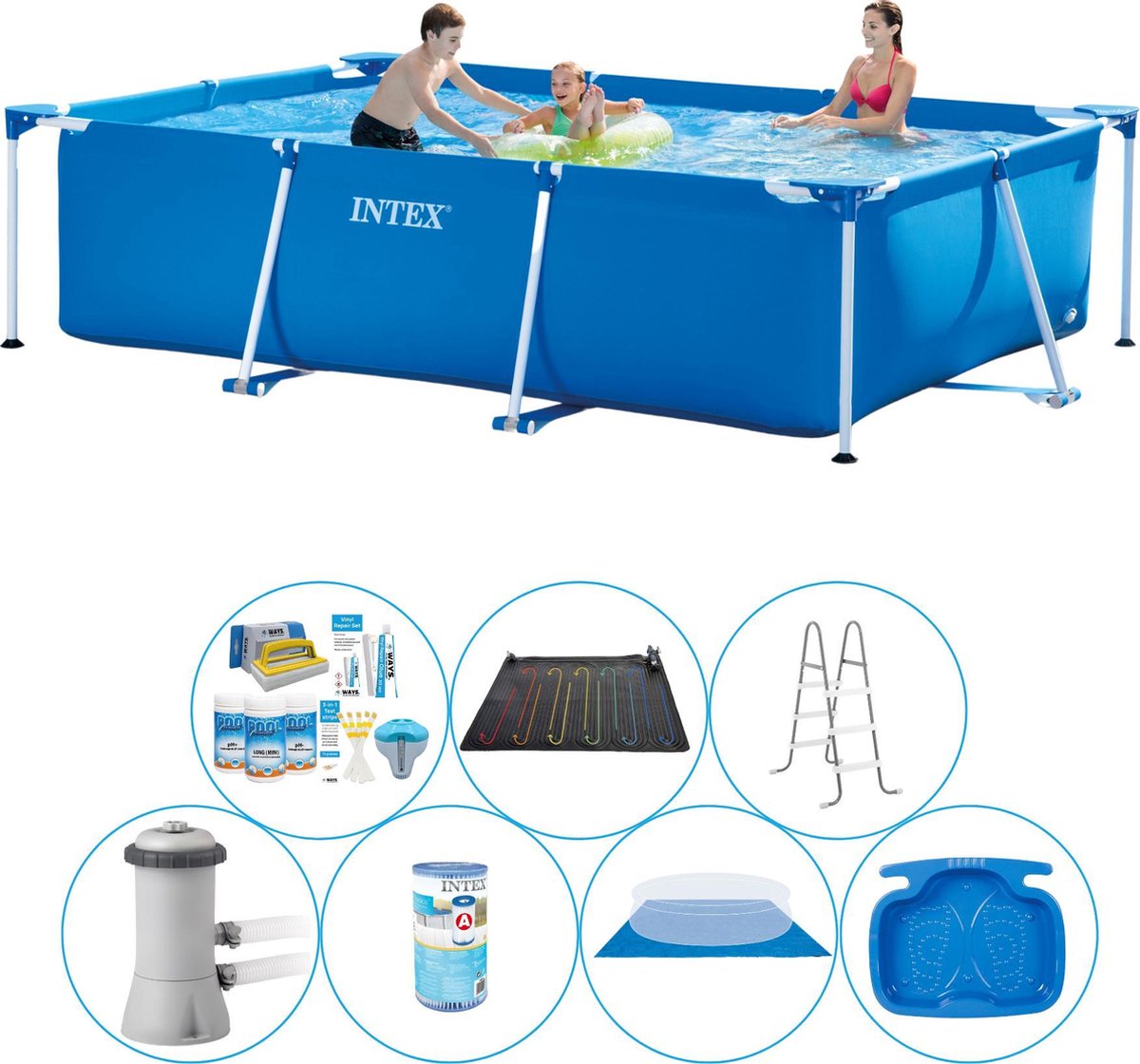 Intex Frame Pool Rechthoekig 300x200x75 Cm - 8-delig - Zwembad Super Deal - Blauw