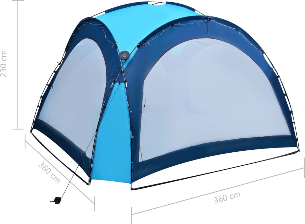 Vidaxl Partytent Met Led En 4 Zijwanden 3,6x3,6x2,3 M - Blauw