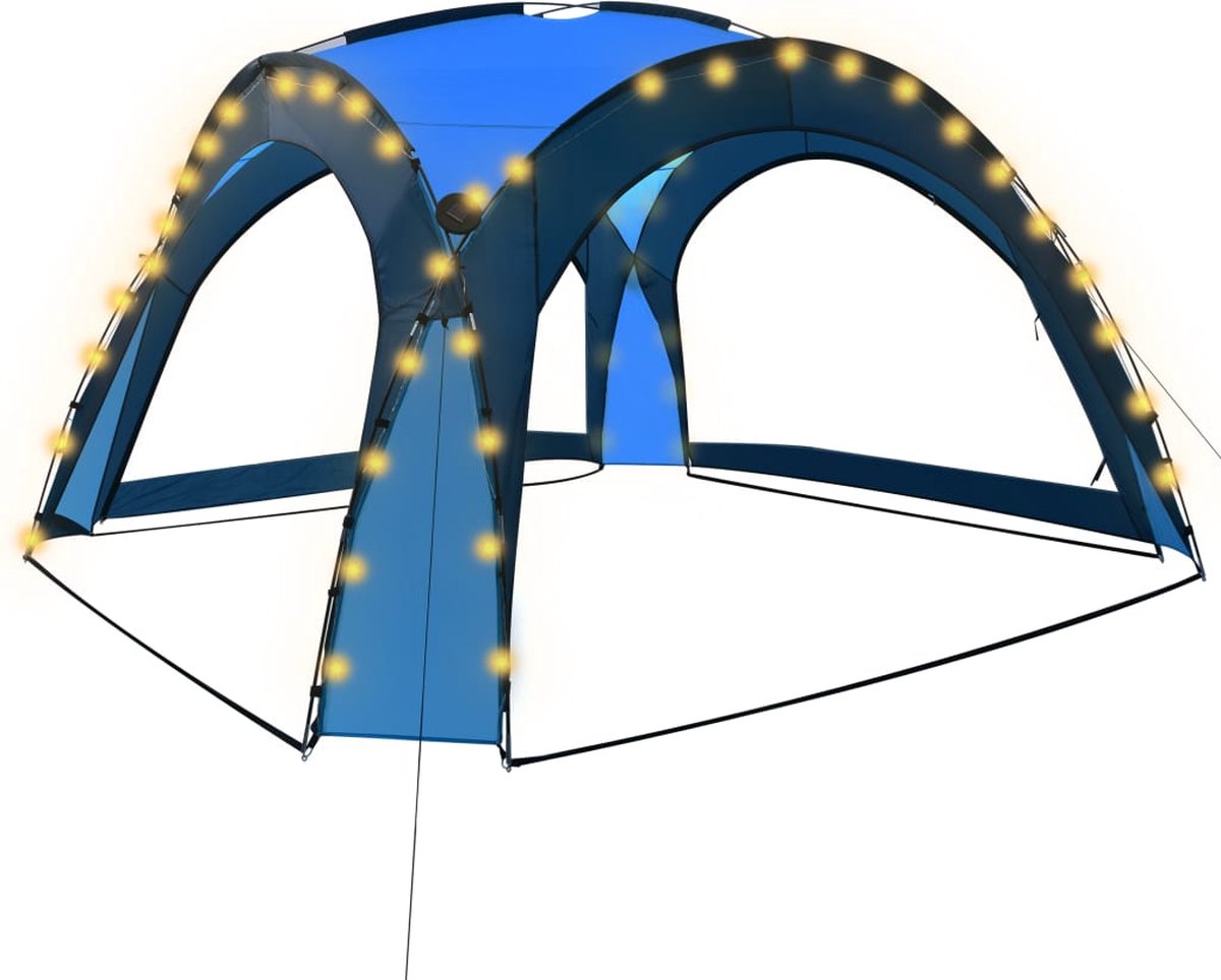 Vidaxl Partytent Met Led En 4 Zijwanden 3,6x3,6x2,3 M - Blauw