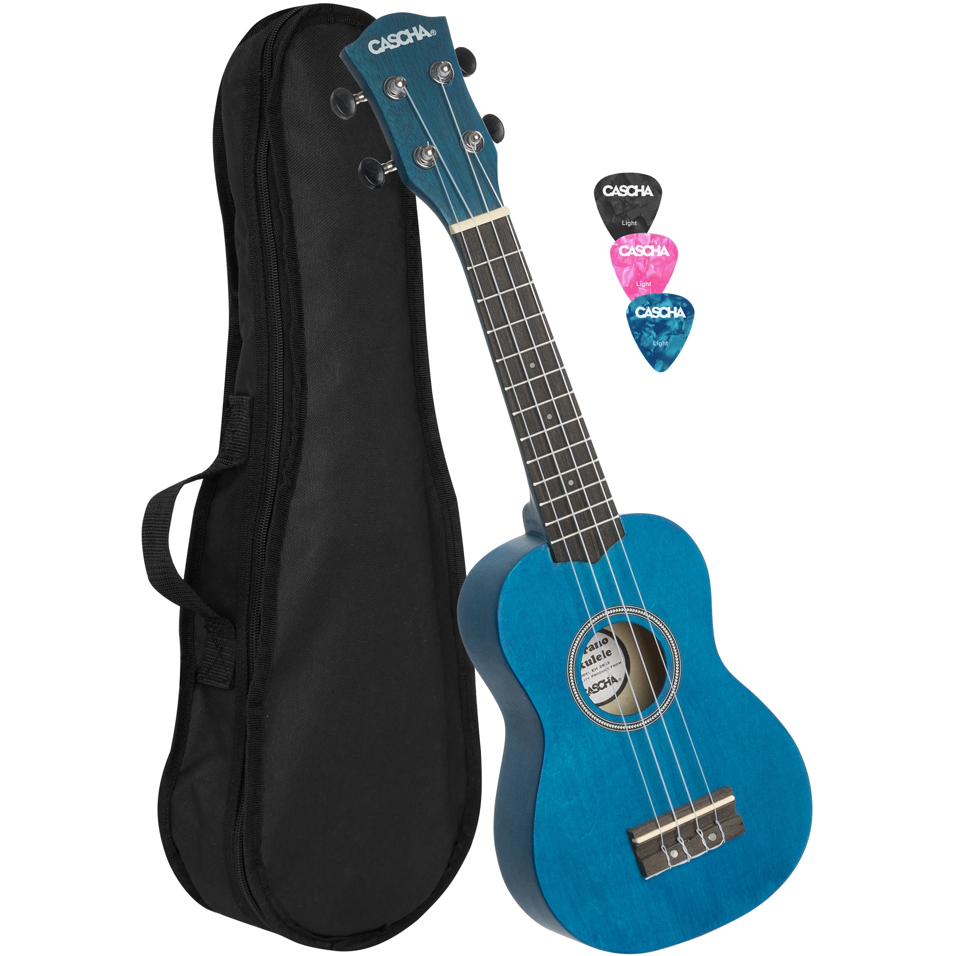 Cascha HH 3962 sopraan ukelele blauw met tas en plectra