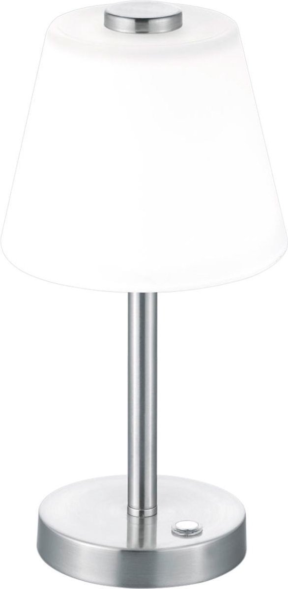 BES LED Led Tafellamp - Trion Emaro - 4w - Warm 3000k - Dimbaar - Rond - Mat Nikkel - Aluminium - Wit