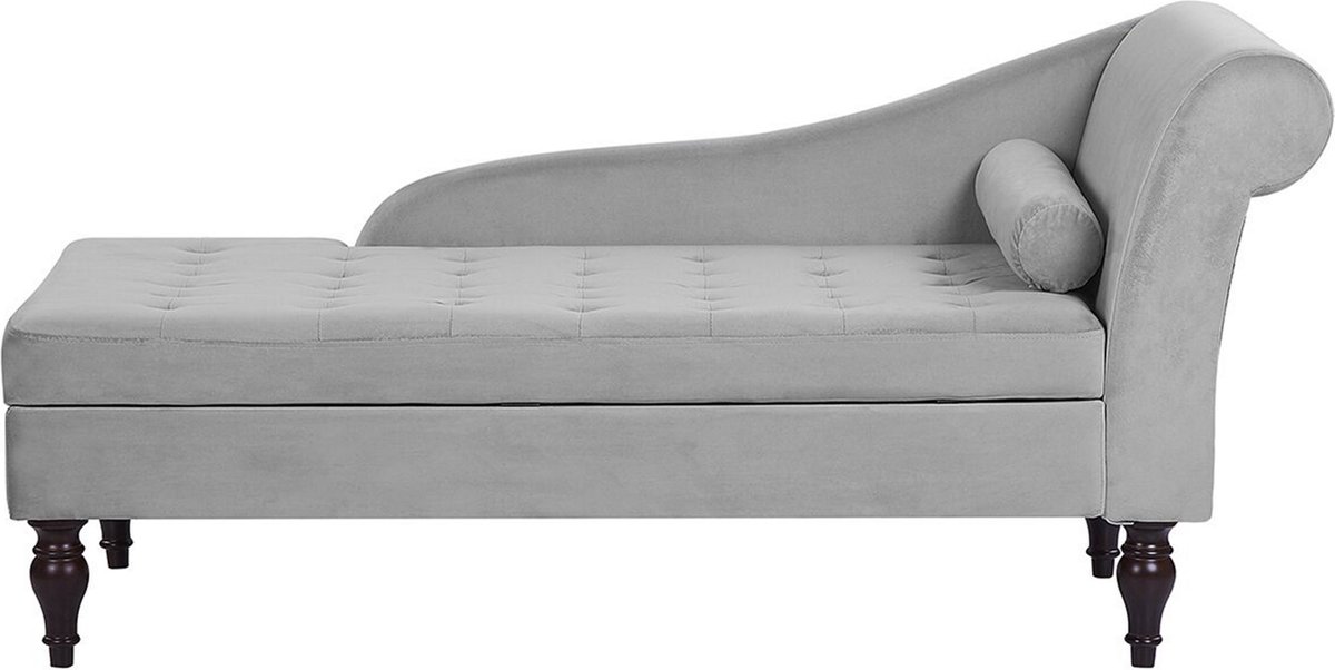 Beliani Pessac Chaise Longue Fluweel 145 X 65 Cm - Grijs