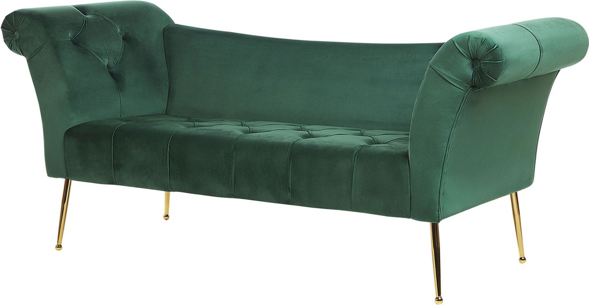 Beliani Nantilly Chaise Longue Fluweel 70 X 175 Cm - Groen