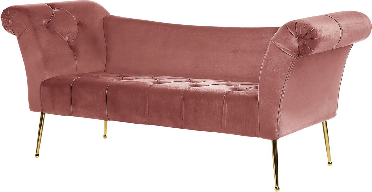 Beliani Nantilly Chaise Longue Fluweel 70 X 175 Cm - Roze