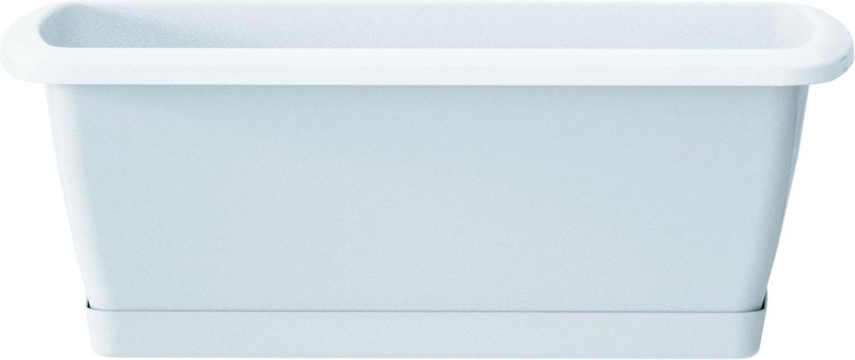 2x Kunststof Respana Plantenbakken/bloembakken 59 Cm Met Ophangbeugels - Balkonbakken - Wit