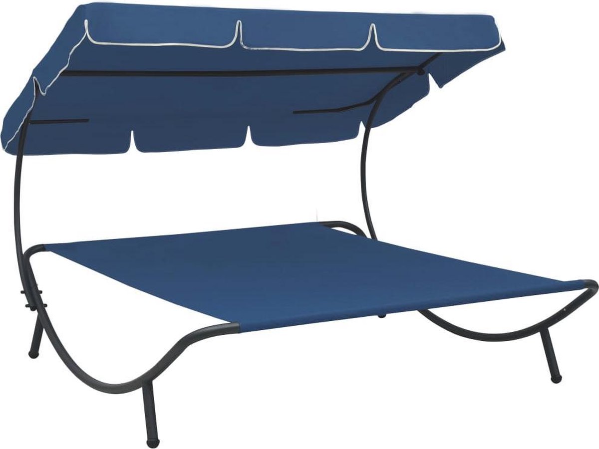 Vidaxl Loungebed Met Luifel - Blauw