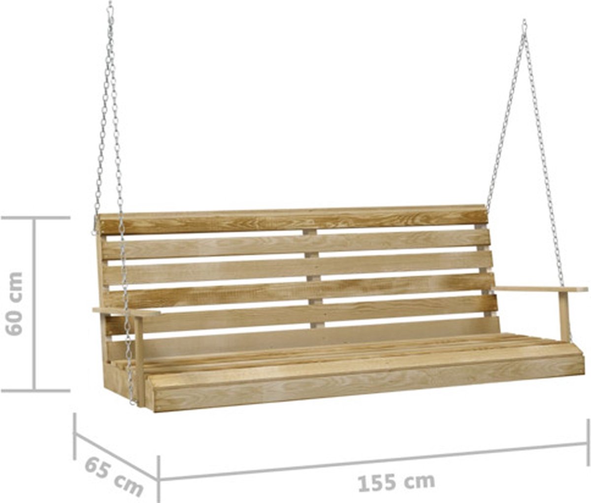 Vidaxl Schommelbank 155x65x60 Cm Geïmpregneerd Grenenhout - Bruin