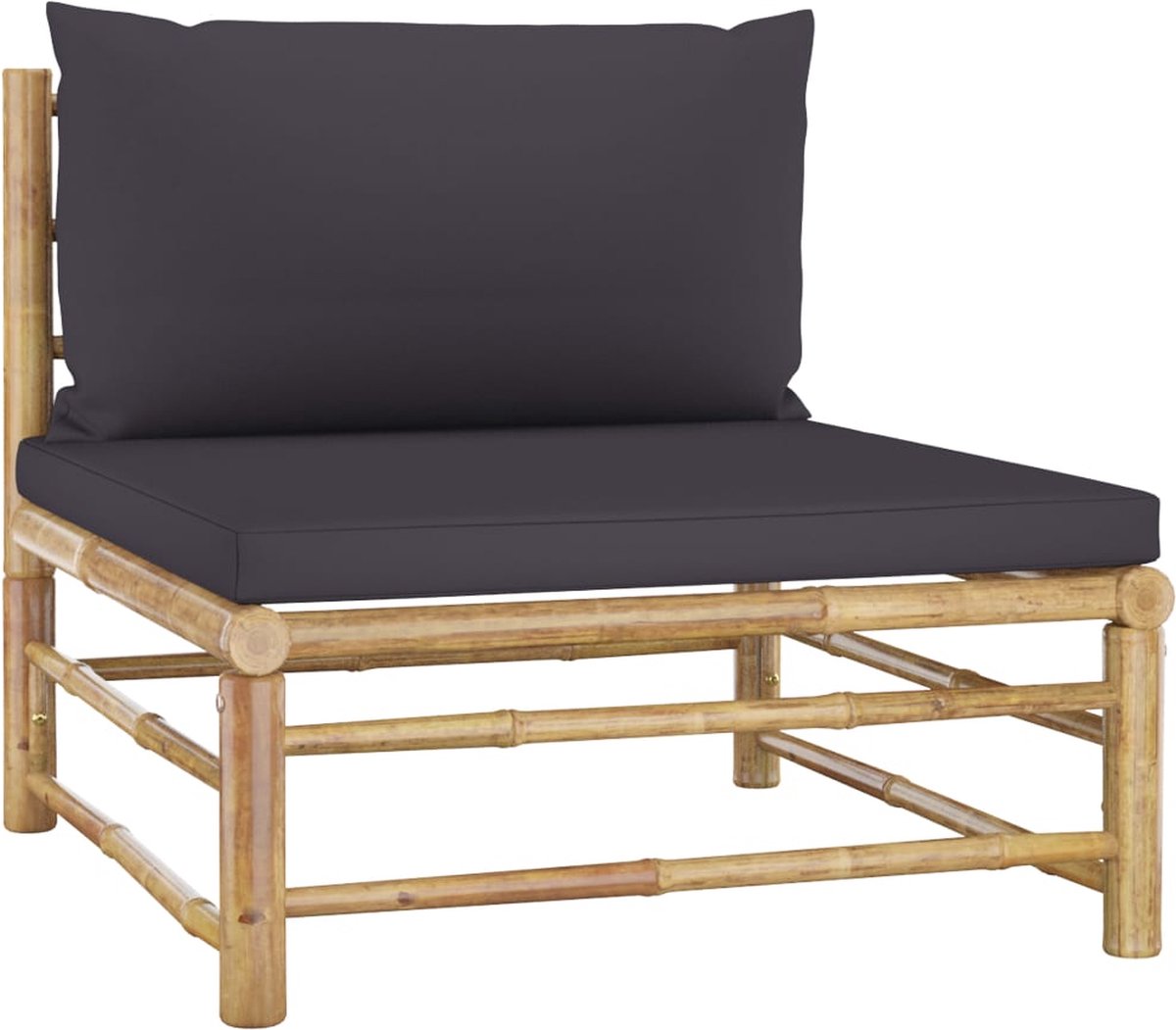 Vidaxl 7-delige Loungeset Met Donkergrijze Kussens Bamboe - Grijs