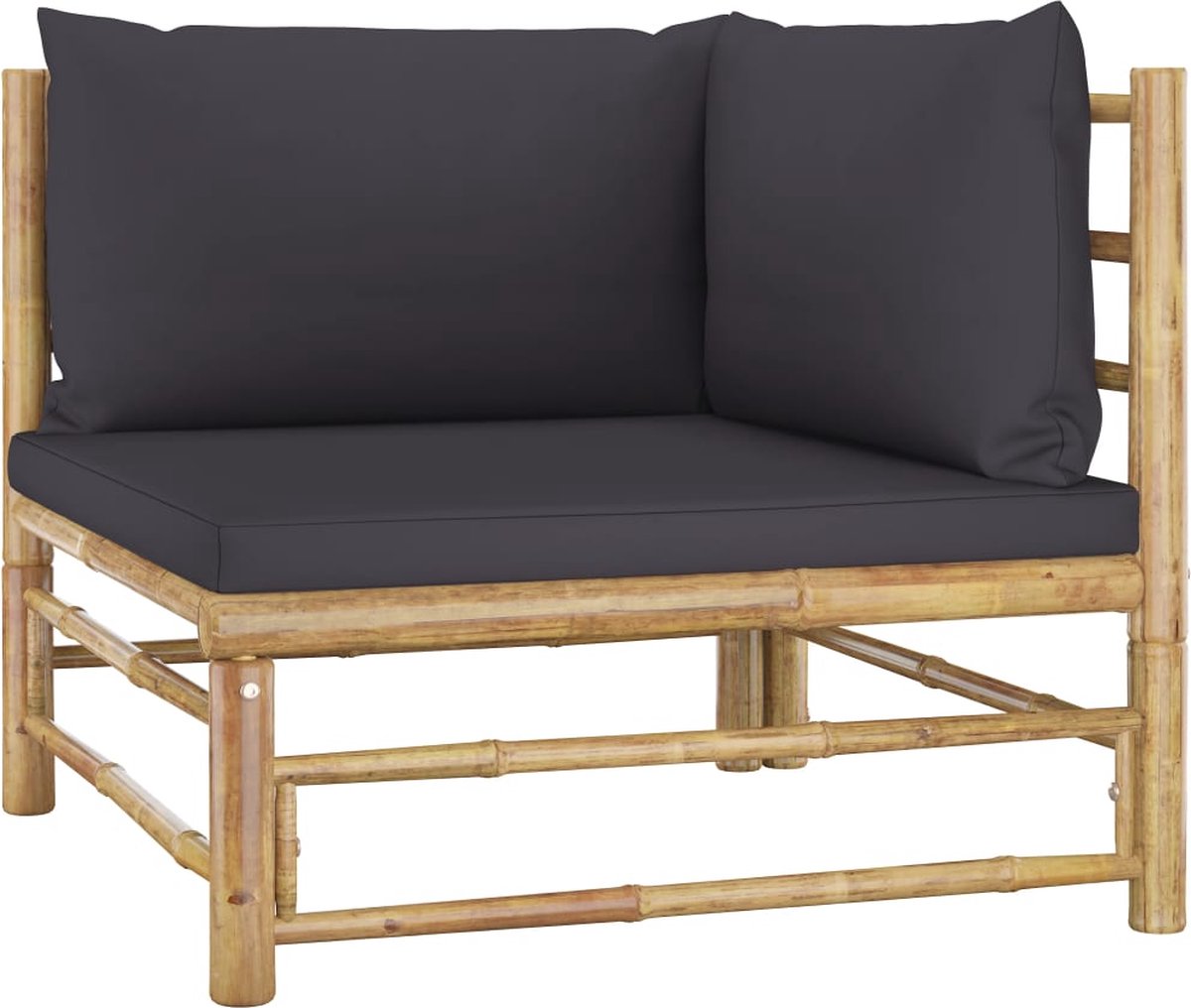 Vidaxl 7-delige Loungeset Met Donkergrijze Kussens Bamboe - Grijs