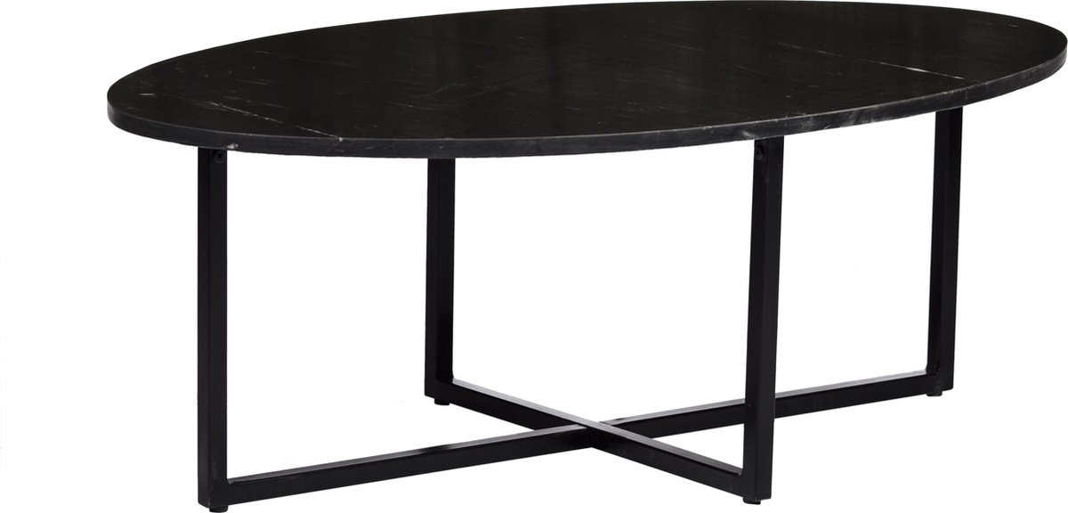 Livingfurn - Salontafel -Elize Marble Oval Black - Zwart