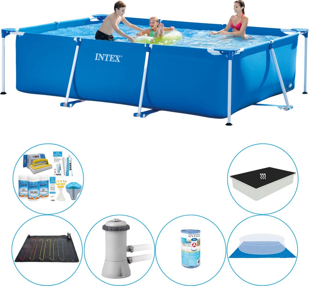Intex Frame Pool Rechthoekig 300x200x75 Cm - Slimme Zwembad Deal - Blauw
