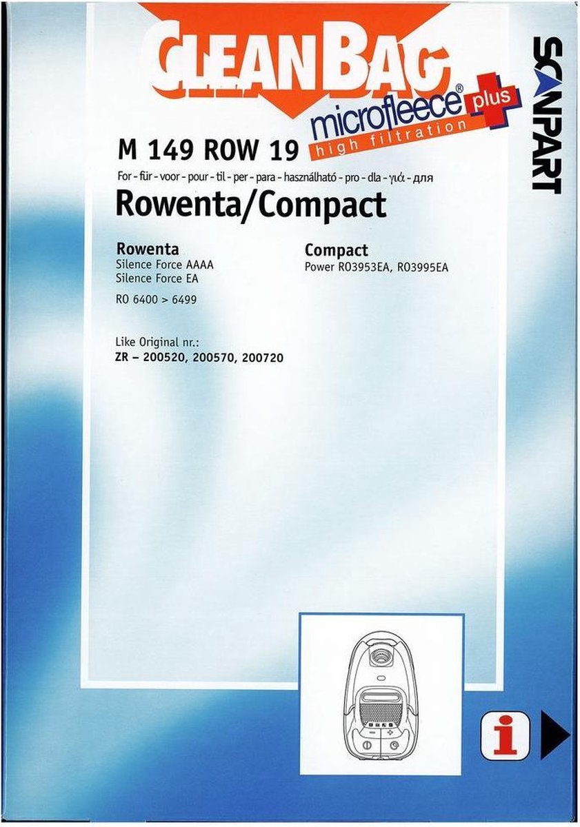 Stofzuigerzak Fleece (Doos) Rowenta M149row19