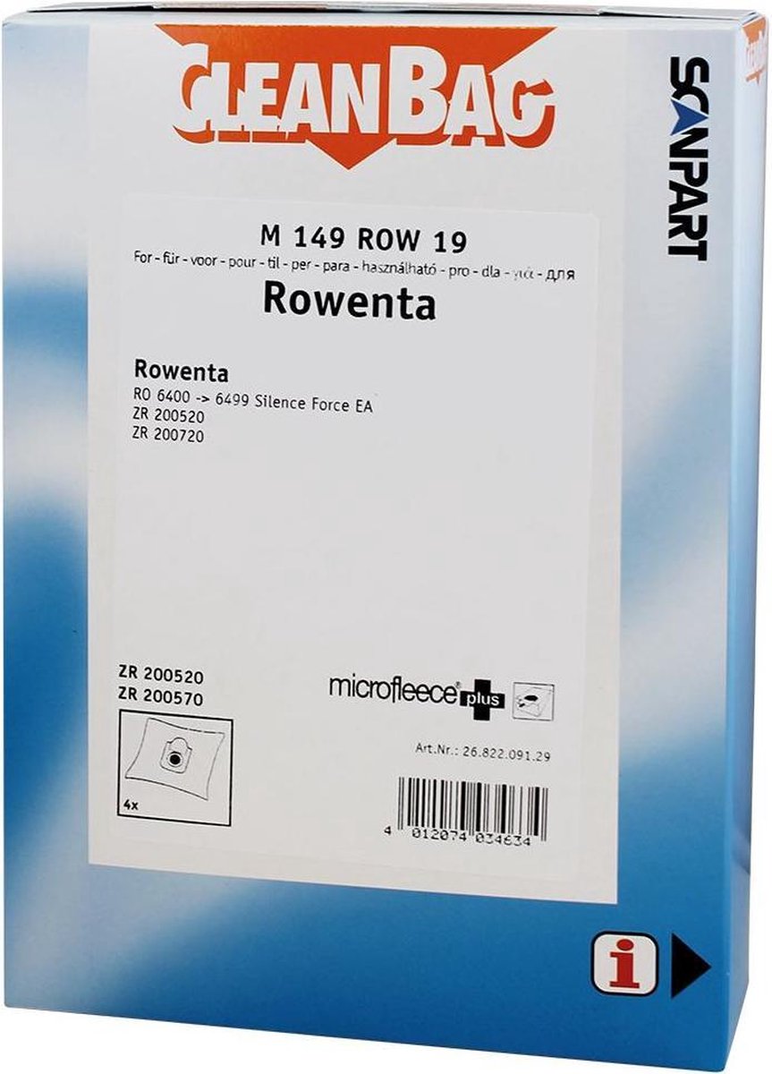 Stofzuigerzak Fleece (Doos) Rowenta M149row19
