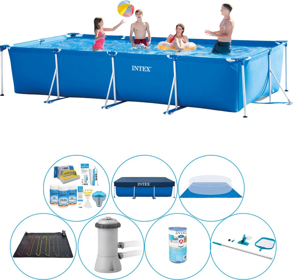 Intex Zwembad Set - Frame Pool Rechthoekig 450x220x84 Cm - Blauw