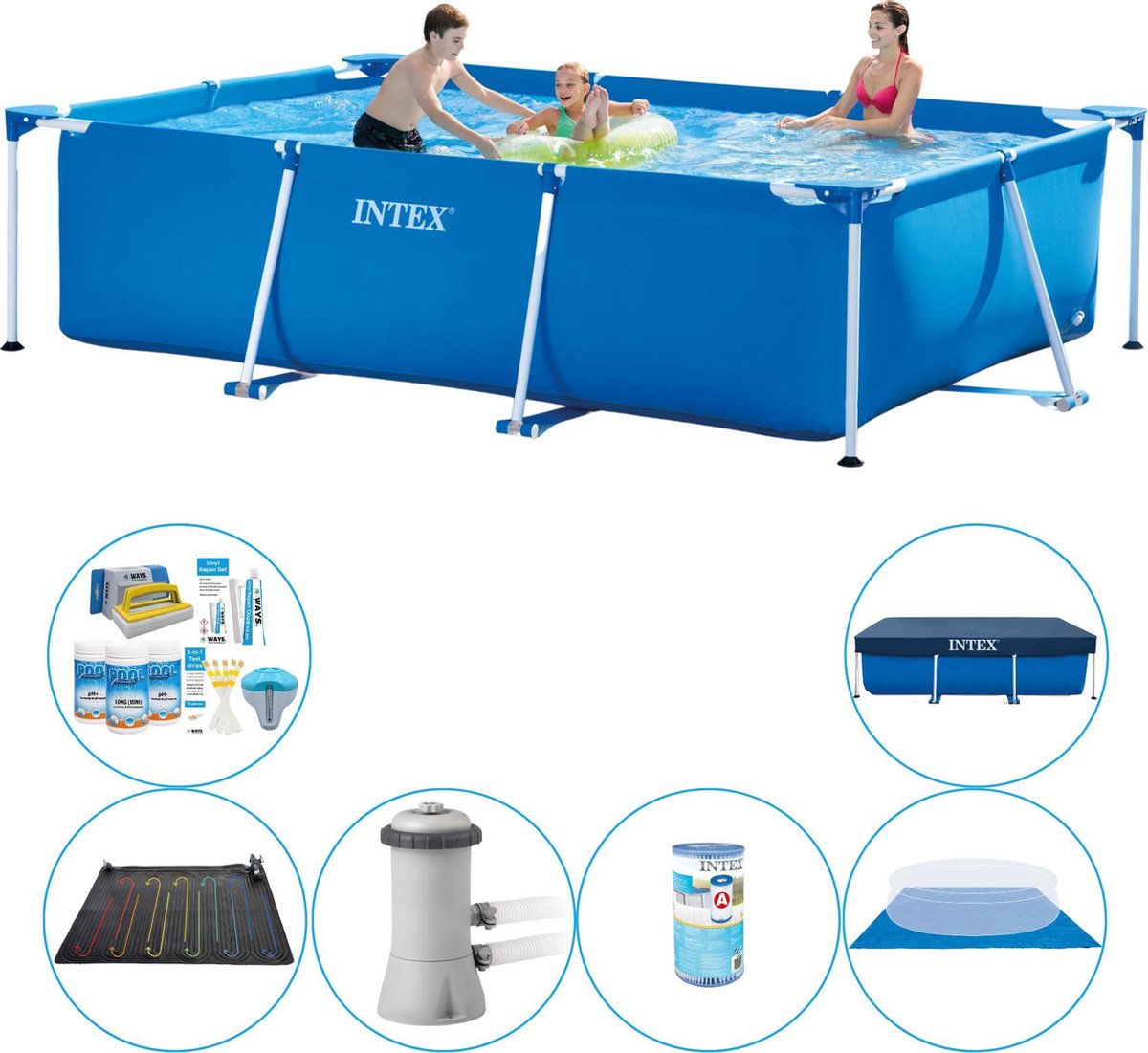 Intex Frame Pool Rechthoekig 300x200x75 Cm - Zwembad Plus Accessoires - Blauw