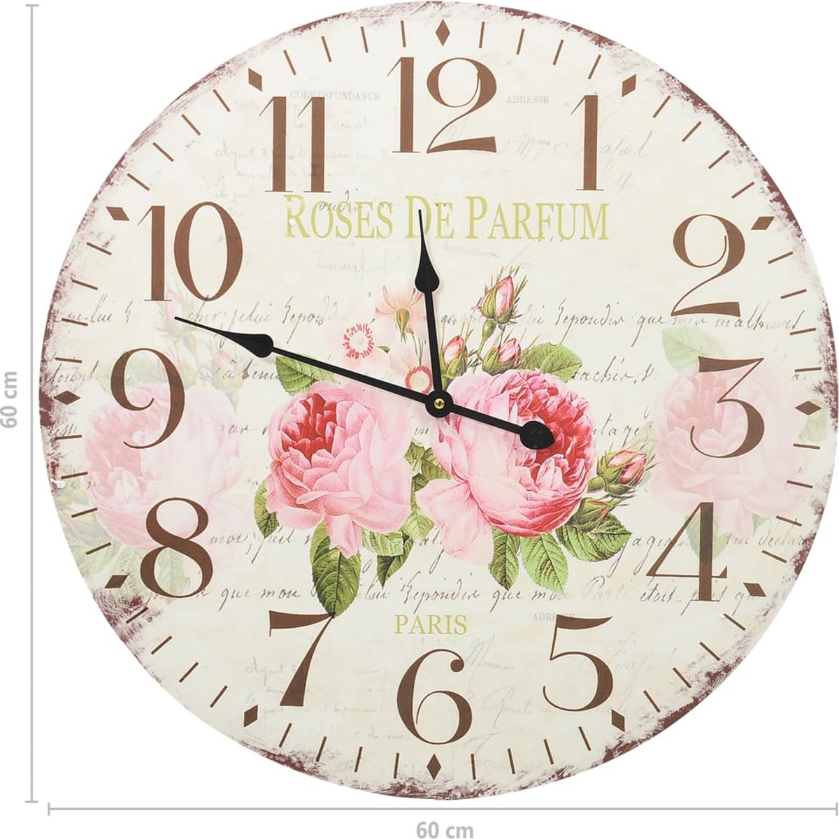 Vidaxl Wandklok Vintage Stijl 60 Cm Bloemen