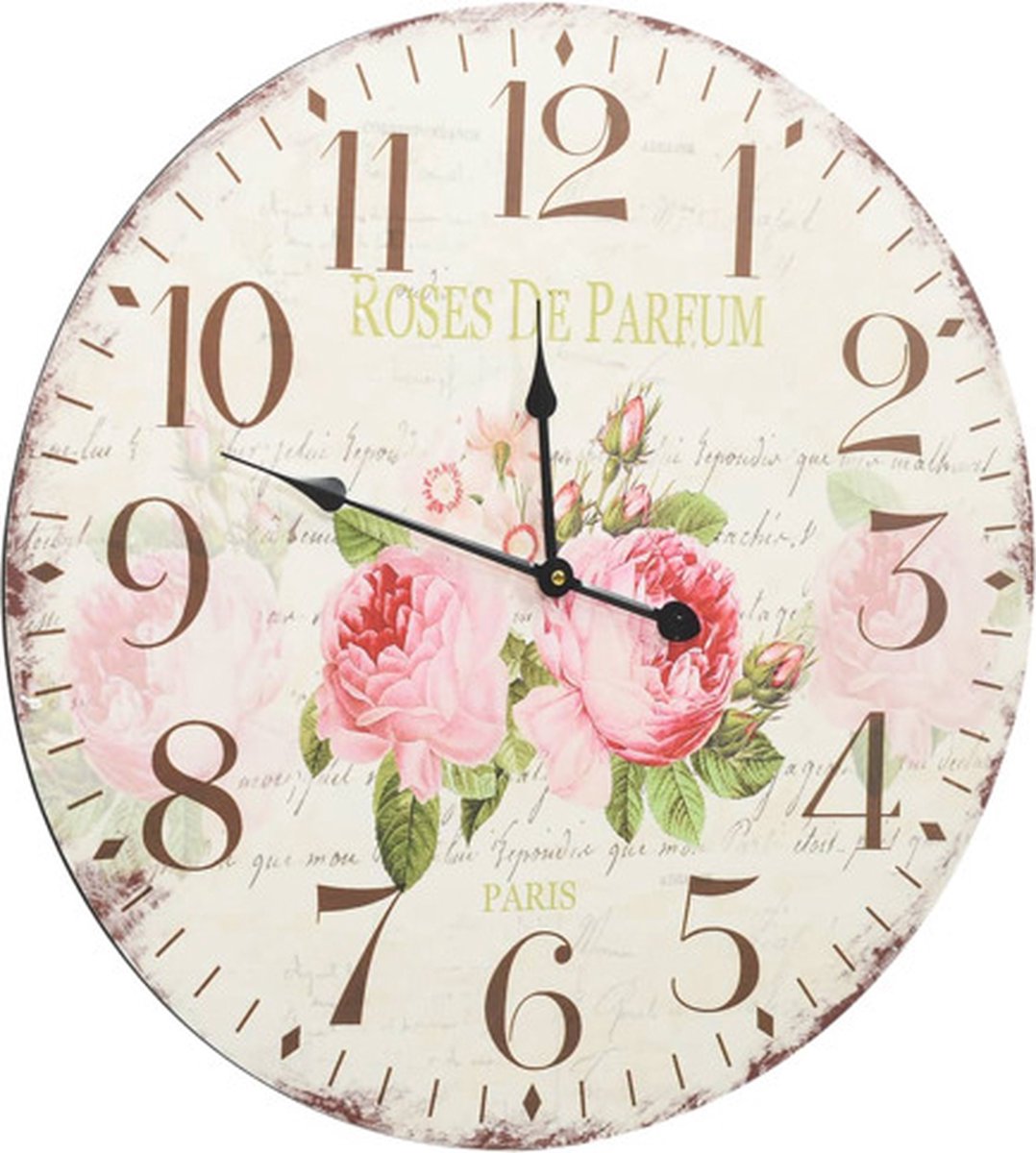 Vidaxl Wandklok Vintage Stijl 60 Cm Bloemen