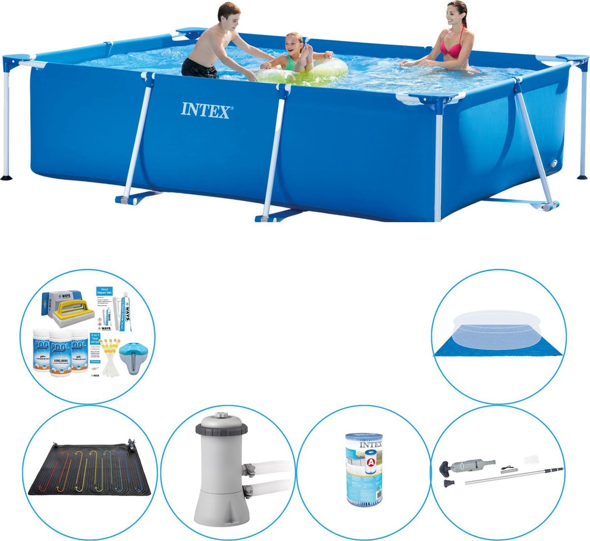 Intex Frame Pool Rechthoekig 300x200x75 Cm - 7-delig - Zwembad Deal - Blauw