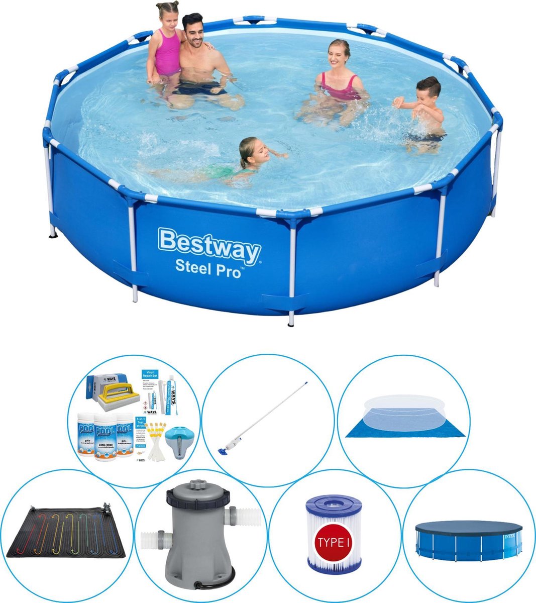 Bestway Zwembad Set - Steel Pro Rond 305x76 Cm - Blauw