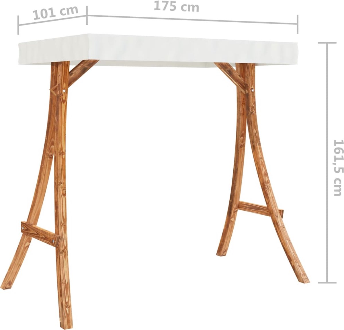 Vidaxl Schommelframe Met Crèmekleurig Dak Vurenhout Met Teakafwerking - Bruin