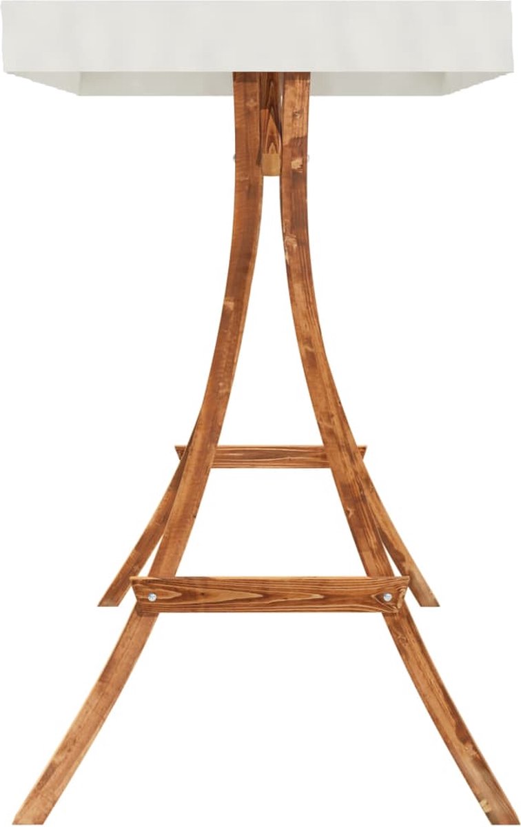 Vidaxl Schommelframe Met Crèmekleurig Dak Vurenhout Met Teakafwerking - Bruin