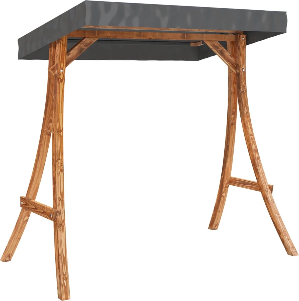 Vidaxl Schommelframe Met Antracietkleurig Dak Vurenhout Teakafwerking - Grijs