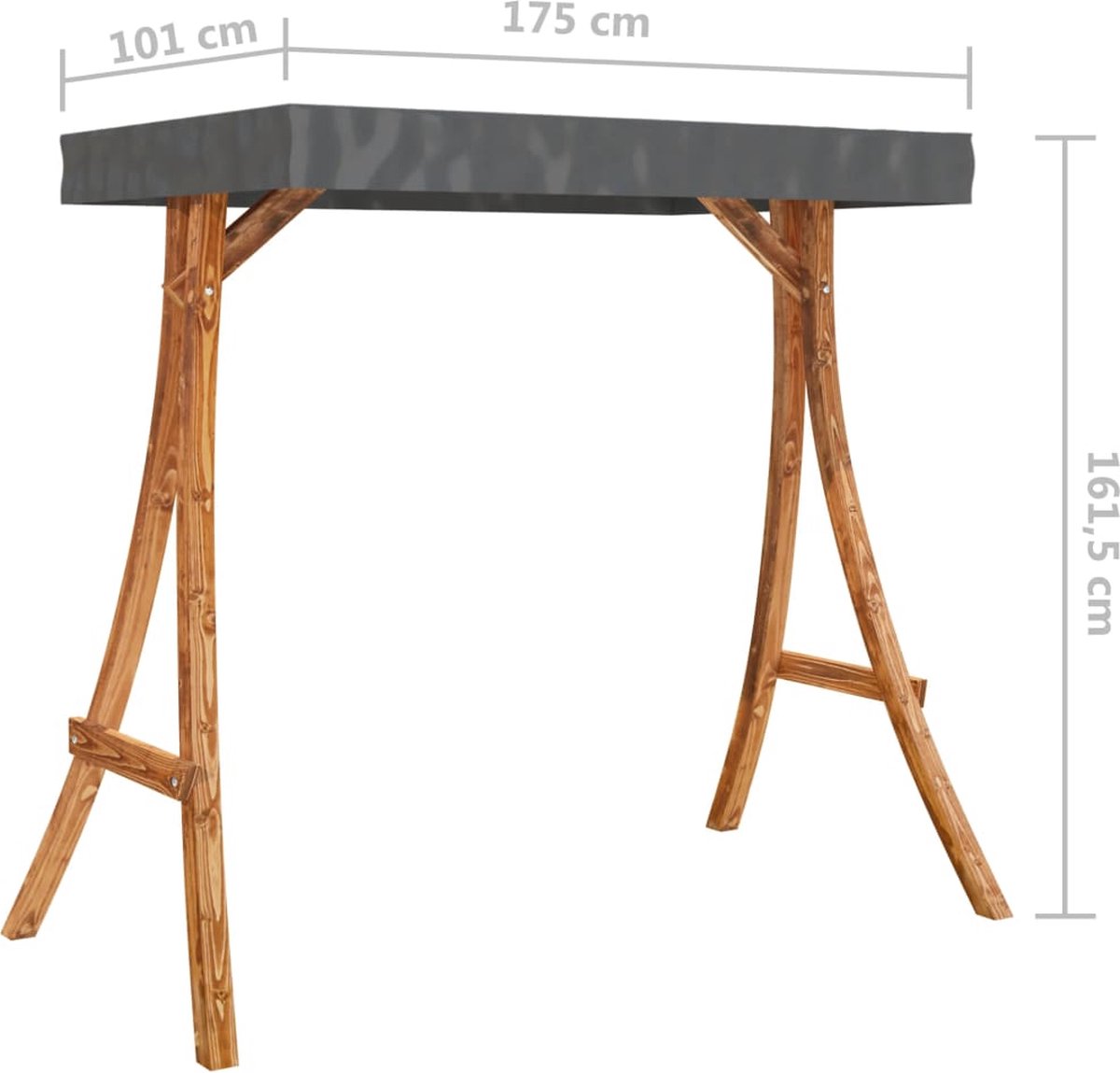 Vidaxl Schommelframe Met Antracietkleurig Dak Vurenhout Teakafwerking - Grijs