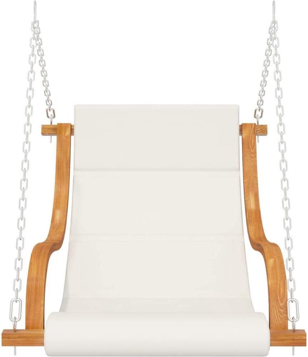 Vidaxl Schommelstoel Met Crèmekleurig Kussen Vurenhout Teakafwerking - Bruin