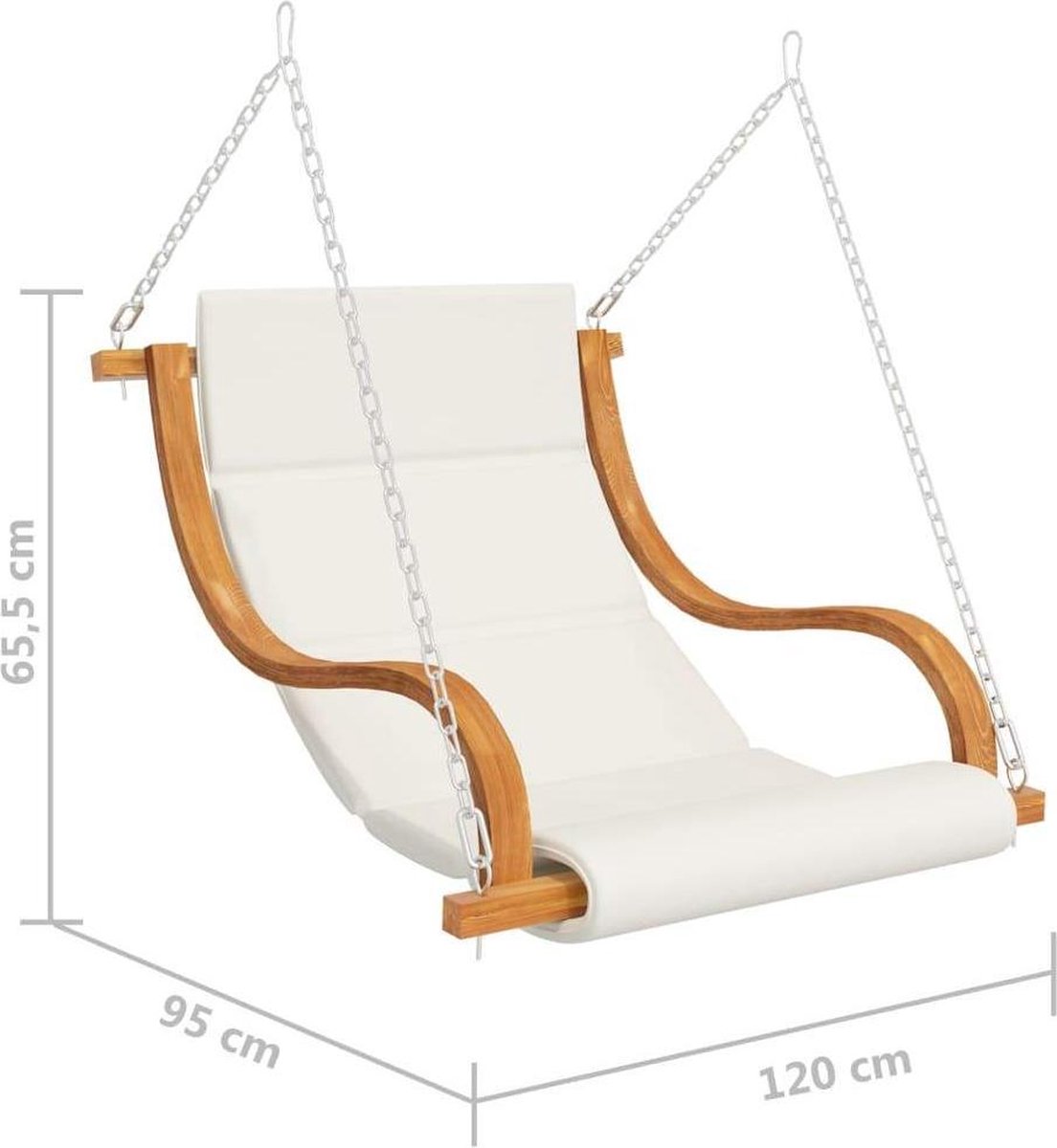 Vidaxl Schommelstoel Met Crèmekleurig Kussen Vurenhout Teakafwerking - Bruin