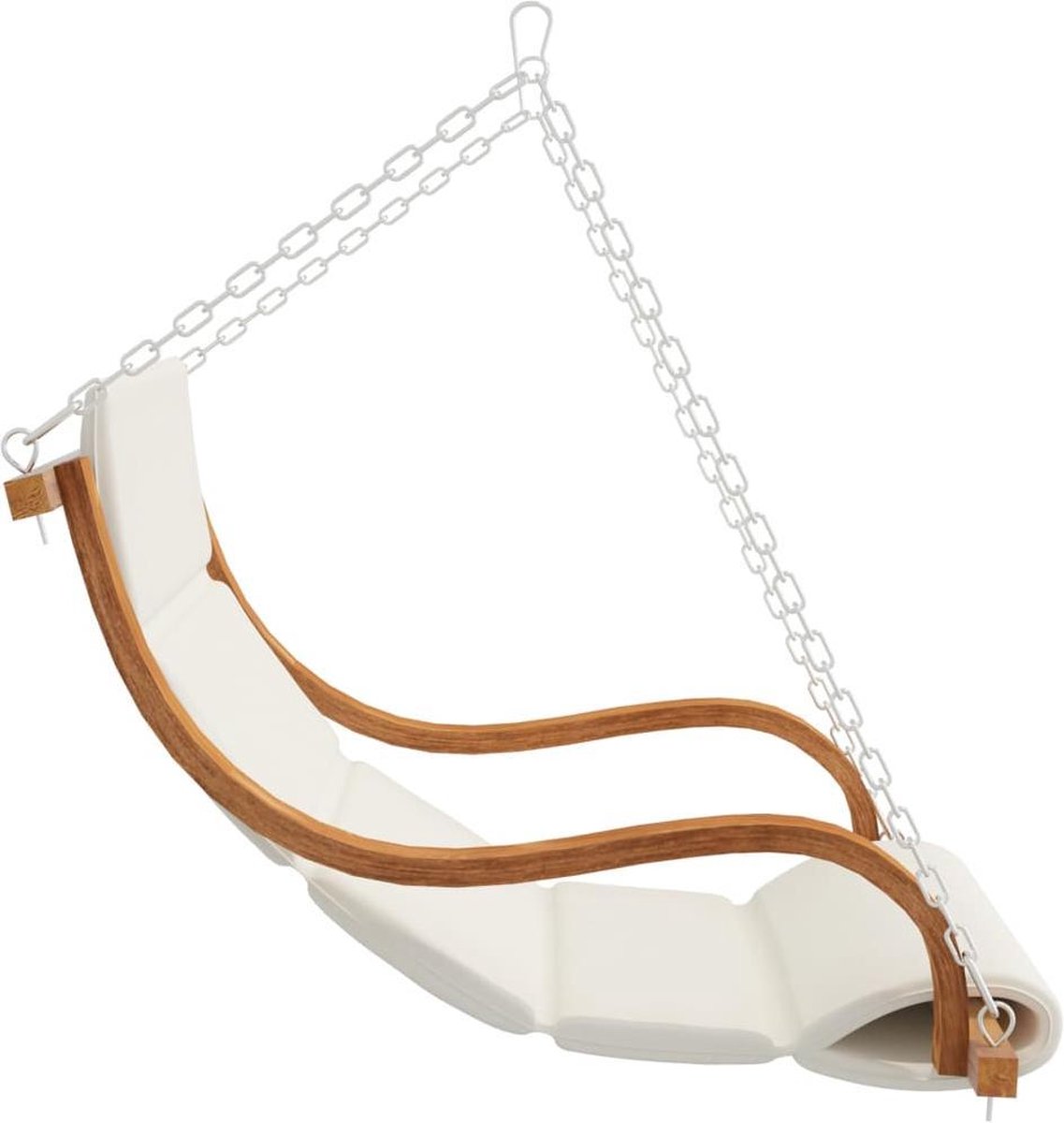 Vidaxl Schommelstoel Met Crèmekleurig Kussen Vurenhout Teakafwerking - Bruin