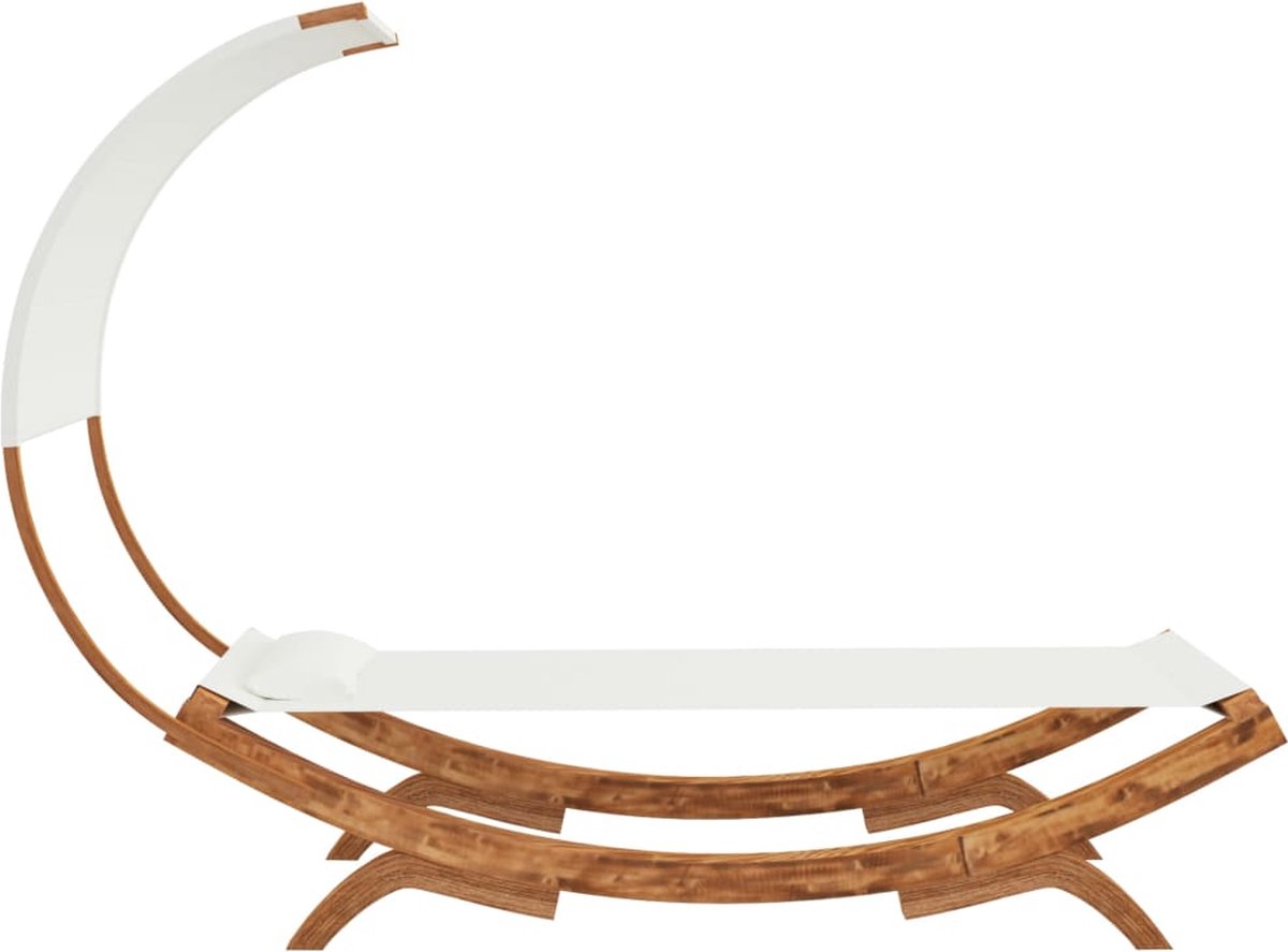 Vidaxl Hangmat Met Luifel 100x216x162 Cm Massief Vurenhout Crèmekleur