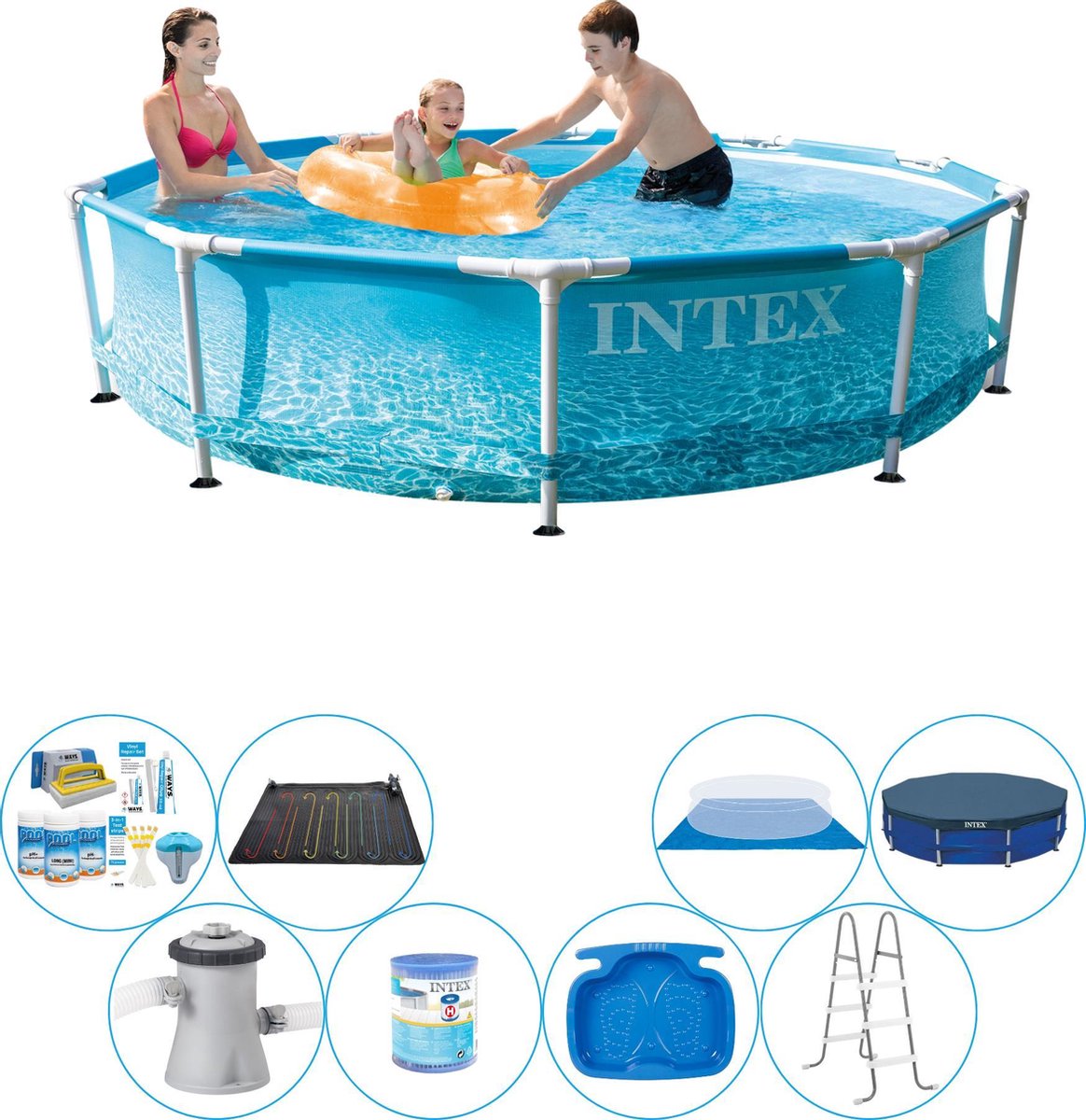 Intex Zwembad Super Deal - Metal Frame Rond Strandzijde 305x76 Cm - Blauw