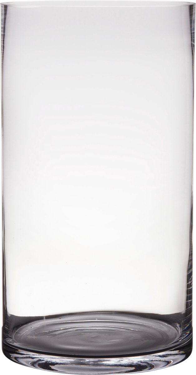 Bellatio Design Transparante Home-basics Cylinder Vaas/vazen Van Glas 40 X 25 Cm - Bloemen/boeketten - Binnen Gebruik