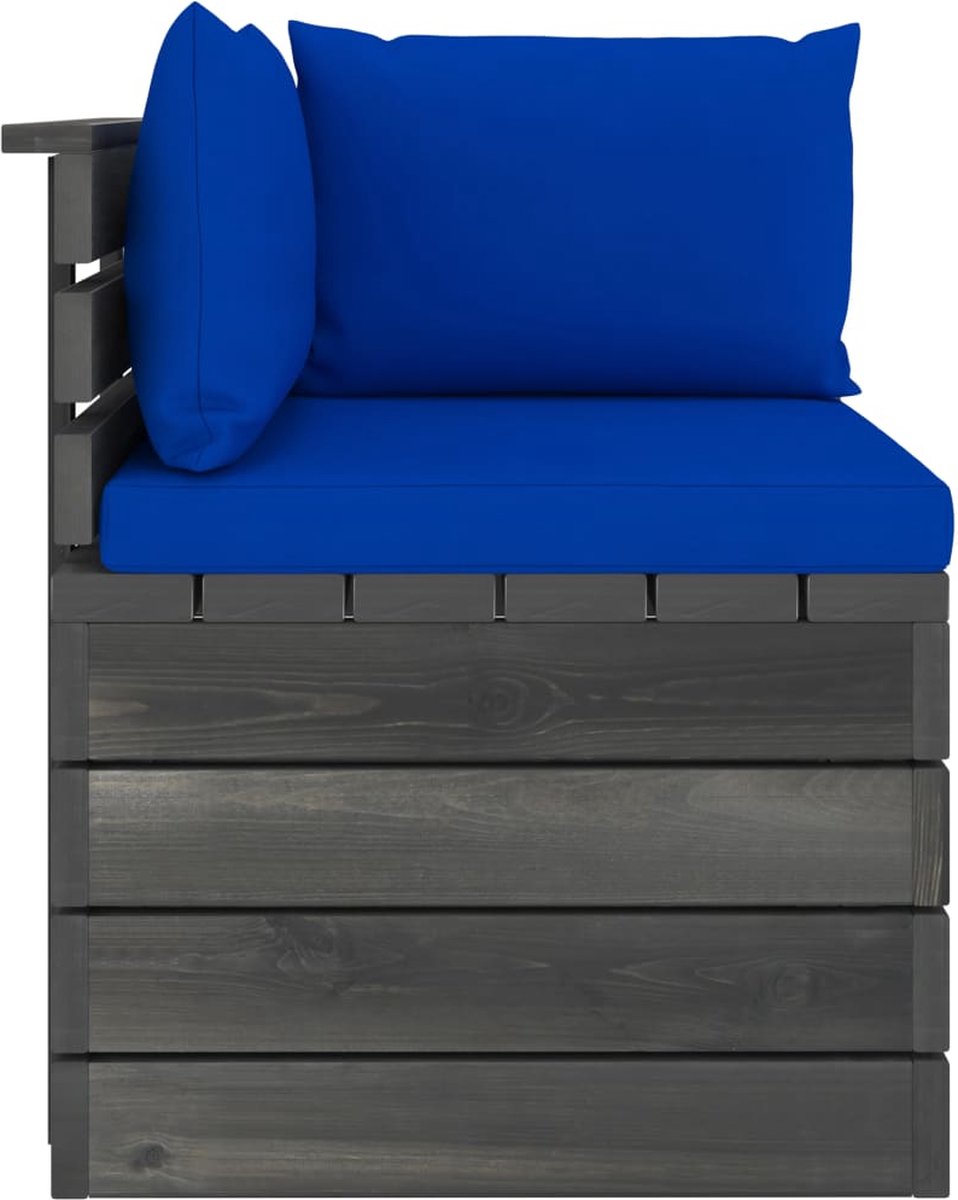 Vidaxl Tuinbank 2-zits Met Kussens Pallet Massief Grenenhout - Blauw