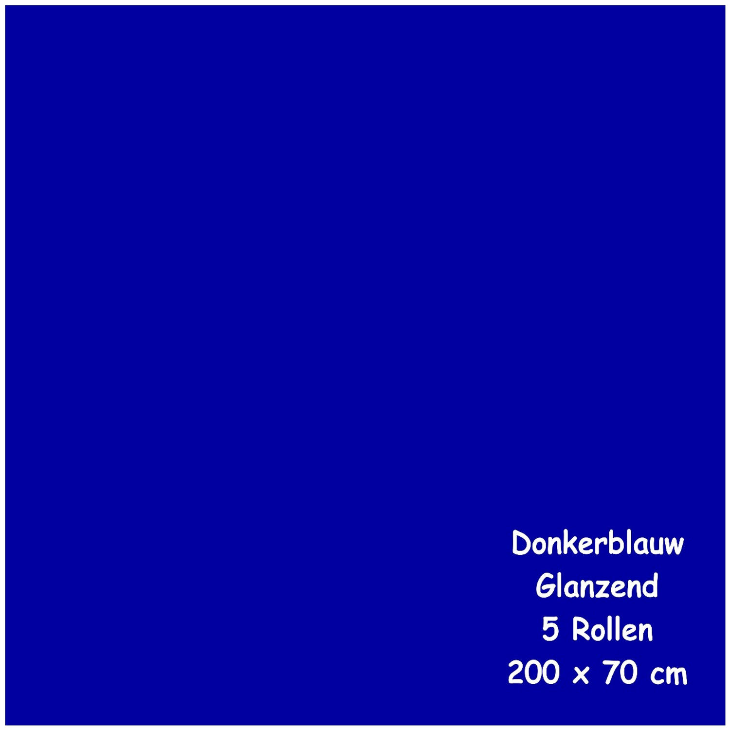 Benza Kaftpapier Schoolboeken - Glanzend Donker - 200 X 70 Cm - 5 Rollen - Blauw
